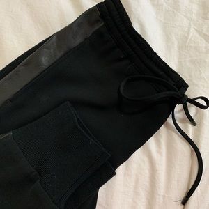 Vince black crepe and leather joggers